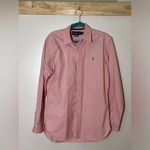 Ralph Lauren Button Down Long Sleeve Pink Pony Logo Men Size Medium Preppy